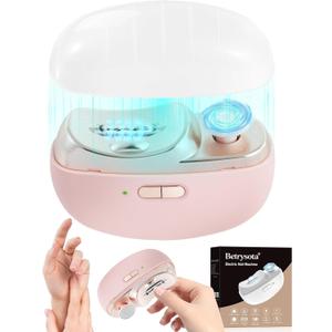 Electric Nail Clipper Upgraded 3 in 1 Automatic - with Polishing, Dust Storage & LED Light, Nail File Toenail Trimmer, Gifts for Women Men Mom Her Him Kids Adults Senior Baby Teacher Students (Pink)