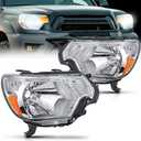Nilight Headlight Assembly Compatible with 2012 2013 2014 2015 Toyota Tacoma Pickup Truck Replacement Headlamp Chrome Housing Amber Reflector Driver and Passenger Side