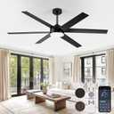 60 Inch Ceiling Fans with Lights and Remote, Reversible 6 Blades & Dimmable 3-Color Outdoor Ceiling Fans for Patios, DC Motor Large Ceiling Fan for Indoor or Covered Outdoor-Black