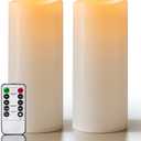 5" x 12" Large Waterproof Outdoor Flameless Candles Battery Operated LED Pillar Candles for Indoor Outdoor Lanterns, Off White, Long Lasting, Set of 2