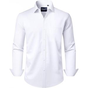Alimens & Gentle Men's Dress Shirts Long Sleeve Wrinkle-Free Stretch Shirts Solid Formal Button Down Shirt with Pocket XL