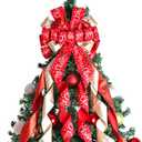 Christmas Tree Topper Christmas Wreath Bow 45"x12" Large Christmas Toppers Bow with Letter Patterned for Xmas Tree Rustic Farmhouse Home Holiday Party Decorations Red