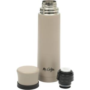Mr. Coffee Silverleaf 23 oz Stainless Steel Thermal Bottle – Double Wall Vacuum Insulated Travel Mug with Leak-Proof Lid, Taupe – Hot & Cold Beverage Flask for Work, Commute, or Camping