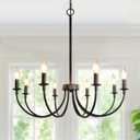 8-Light Black Chandeliers for Dining Room, Dining Room Light Fixtures, Farmhouse Candle Chandeliers for Kitchen, Living Room, Foyer, Entryway, Staircase