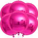 KatchOn, Big Hot Pink Balloons - 22 Inch, Pack of 6 | Round 4D Mylar Hot Pink Foil Balloons for Birthday Day Decorations, Pink Party Decoration | Graduation Decorations 2025
