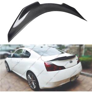 Real Carbon Fiber Rear Spoiler Compatible with 2008-2015 Infiniti G37 Q60 Q60S Coupe, PSM Style Duckbill Fits for 08-15 2 Door, High Kick Trunk Tail Deck Lid Wing Lip