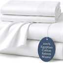 100% Egyptian Cotton Sheets Full Size Luxury Hotel Quality Soft and Smooth White Full Bed Sheet Set 16" Deep Pocket Sateen Weave Extra Long Staple Cotton Bedding - 4 Piece