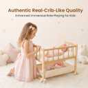 Woodtoe 2-in-1 Wooden Baby Doll Crib with Storage Basket, Fits to 20" Dolls, 21.3"L x 13.4"W x 17.8"H