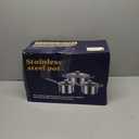 Stainless Steel pots and pans set, 6 Piece Nonstick Induction Kitchen Cookware Set, Works with Induction/Electric and Gas Cooktops, Nonstick, Oven Safe, Camping Cookware