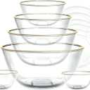 COOK WITH COLOR 12 Pc Glass Mixing Bowl Set with Lids Borosilicate Glass Nesting Bowls for Cooking, Baking and Meal Prep, Gold Rim