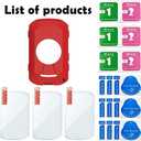 Screen Protector for Garmin Edge 850/Edge 550 GPS (3+1pack) and Silicone Case Cover,Tempered Glass Film Anti-Scratch High Definition Full Coverage (Red)