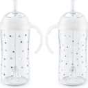 NUK Learner Straw Cup, 10oz, 2-Pack - Toddler Sippy Cup with Soft Straw for Easy Drinking, Suitable for Ages 8 Months and Up, Timeless Collection