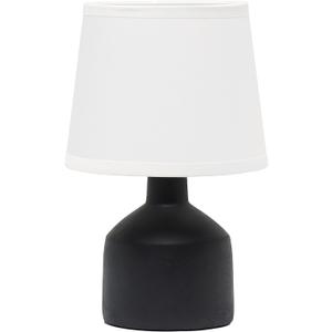 Simple Designs LT2080-BLK Mini Bocksbeutal Concrete Table Desk Lamp with Tapered Drum Fabric White Shade, Black (Pack of 12)