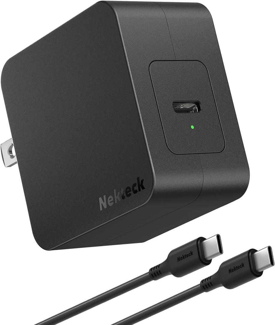 60W USB C Charger Fast Charging, Nekteck GaN Tech PD 3.0 Fast Charging with Foldable Plug, Compatible with MacBook Air/Pro, iPhone 15/16/17 Series Travel Ready