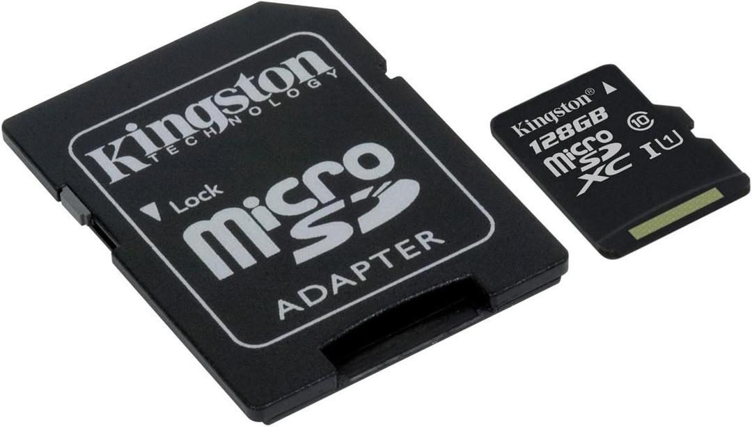 Kingston Canvas Select 128GB microSDHC Class 10 microSD Memory Card UHS-I 80MB/s R Flash Memory Card with Adapter (SDCS/128GB)