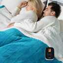 WOOMER Electric Blanket Full Size 77" x 84", Heated Blanket with 0.5-12 Hours Timer & 10 Heating Levels, ETL Certified, Teal Velvet & White Sherpa, Over-Heat Protect, Machine Washable