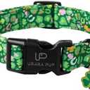 UP URARA PUP St. Patrick's Day Dog Collar, Cotton St. Patricks Day Clover Collar for Puppy Girl Boy Dog or Cat, Lucky Shamrock Dog Collar with Metal Buckle, Green, Spring, XS, Neck 8-12in