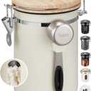 Veken Coffee Sugar Canister with Window, Coffee Lover Gift Set,Airtight Stainless Steel Kitchen Food Storage Container Gifts, Date Tracker & Scoop for Grounds Coffee,Beans,Tea,Flour,Cereal,22OZ,Cream