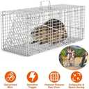 Humane Animal Trap Cage Collapsible Cat Trap Cage Live Animal Rodent Cage with Galvanized Wire for Raccoons Beavers Groundhogs Armadillos