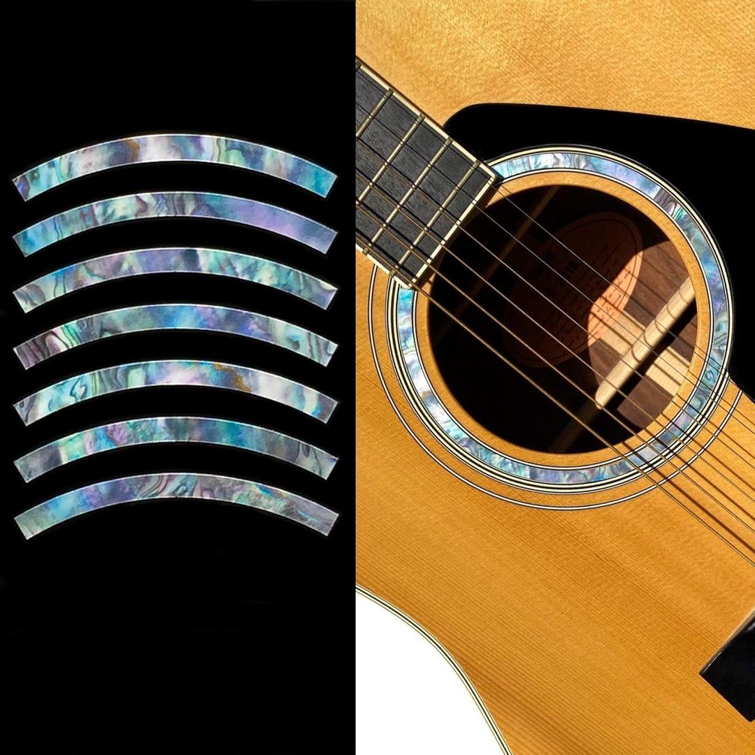 Inlay Sticker Decal Acoustic Guitar Purflinng Sound hole In Abalone Theme - Rosette Strip/Abalone-Mixed
