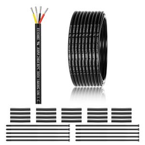 14 Gauge 4 Conductor Electrical Wire 50FT, UL 2464 14 AWG 4 Wire Cable Tinned Copper PVC Stranded 14/4 Core Wire for LED Lighting, Outdoor Low Voltage Extension Cable, Automotive etc.