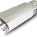 Exhaust Tip 3.0" Inlet to 4.0" Outlet Stainless Steel Double Wall Slant Cut Exhaust TailTip with Clamp 3 Inch Inlet Exhaust Tips Universal for 3" Outside Diameter Tailpipe (12"/305mm Length)