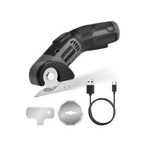 Cordless Cardboard Cutter, Electric Scissors with Safety Lock 4.2V Power Box Cutter Multi-Cutting Tools, Rechargeable Electric Scissors for Cardboard Leather Carpet with Storage Box Grey