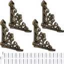 Blulu 4 Pack Decorative Shelf Brackets, Cast Iron Brackets 3 7/8" x 3 7/8" Heavy Duty Shelving Bracket for Bookshelf Wall Mount, Antique Style L Shelf Bracket for DIY Floating Shelves(Antique Brass)