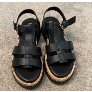 MIA Seela Black Cork Strappy Buckle Adjustable Strap Comfort Sandals Size 8M