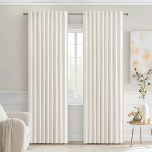 MIULEE Ivory Back Tab Blackout Curtains 90 Inches Long 2 Panels Set for Living Room Bedroom Privacy, Rod Pocket/Pinch Pleat Thermal Insulated Room Darkening Pleated Light Blocking Drapes