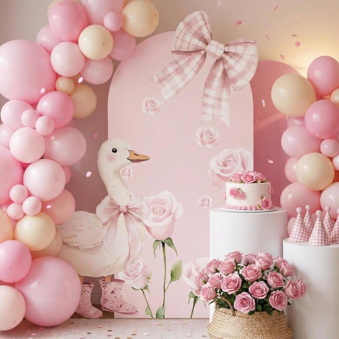 Novabright 2 Pcs One Silly Goose Party Decoration 5ft and 2.5ft Pink Bow 1st Birthday Silly Goose Cardboard Cutout Standup Photo Props Backdrops for Girls 1st Birthday Baby Shower Supplies