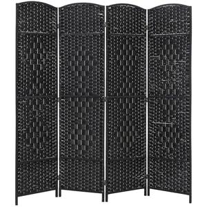 4 Panel Room Divider Folding Privacy Divider 6 Ft Indoor Wall Divider Portable Partition Wood Screen, Black
