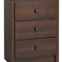Prepac Sonoma Traditional Tall Nightstand Side Table with 3 Drawers, Functional Tall 3-Drawer Bedside Table 16" D x 23" W x 29" H, Espresso, EDC-2403