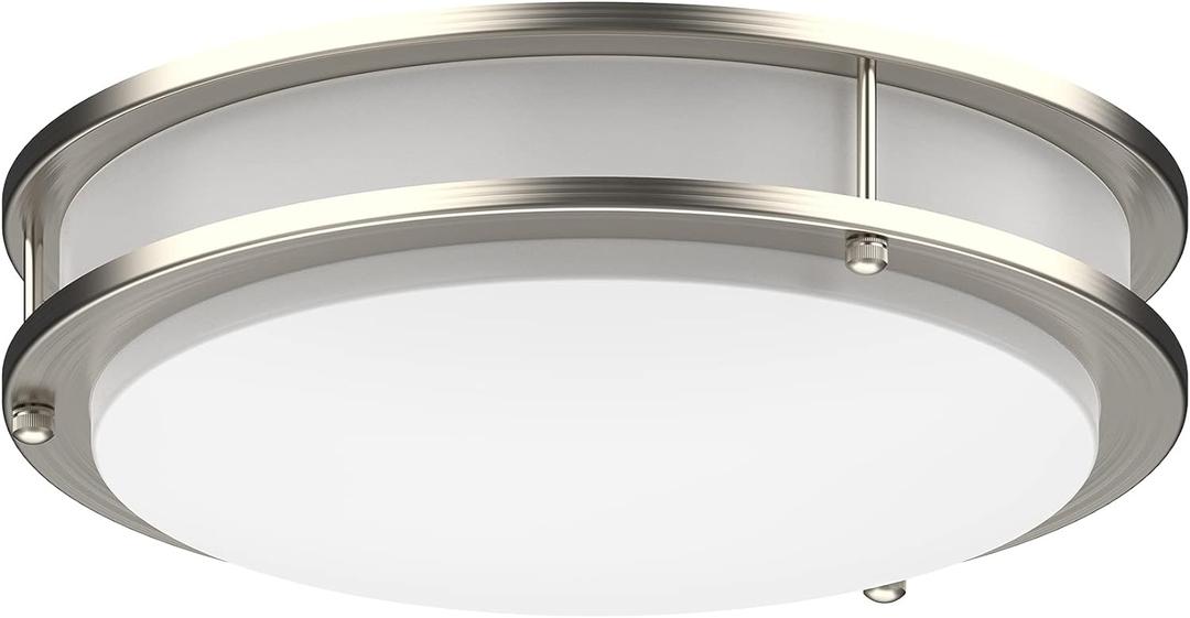 DYMOND 10 Inch LED Ceiling Light Flush Mount Dimmable Surface Mount Brushed Nickel Light Fixture for Kitchen, Hallway, Bathroom, Bedroom