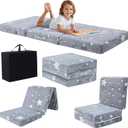 MeMoreCool Foldable Floor Mattress for Kids, Glow Star Trifold Mat, Kids Folding Mattress Portable Futon, 57x22 Inch Grey
