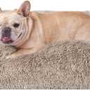 EHEYCIGA Fluffy Dog Crate Bed for Medium Dogs, Plush Faux Fur Pet Crate Pad, Calming Anti Anxiety Medium Pet Bed, Washable Soft Warm Dog Mat with Non-Slip Bottom, Taupe (29.5 x 20)