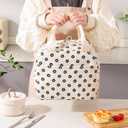 Homele Cute Lunch Bag for Women Men Corduroy Lunch Tote Bags Reusable Large Capacity Insulated Lunch Box Cooler Thermal Bento Lunchbox Containers for Work Travel Picnic Outdoor (Black Flowers)