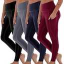 CAMPSNAIL 4 Pack Yoga Pants with Pockets for Women - High Waist Tummy Control Soft Leggings for Workout Gym 2XL