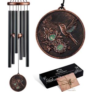 Wind Chimes for Outside, Vintage Hummingbird Deep Tone Wind Chime Outdoor Clearance, Patio Porch Balcony Decoration, Garden Hanging Decor Gifts for Women Mom Grandma (34" Hummingbird)