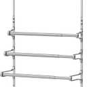 Over The Door Towel Rack, Over Door Towel Rack for Bathroom Door, Triple Towel Storage Holder with Hooks (Silver) (17.32"L)