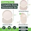 Grow Forward 24-piece Premium Wheat Straw Dinnerware Sets for 8 - Unbreakable Dishwasher & Microwave Safe Plastic Plates and Bowls Sets - Patio, Outdoors, RV, Camping Dishes - Sahara