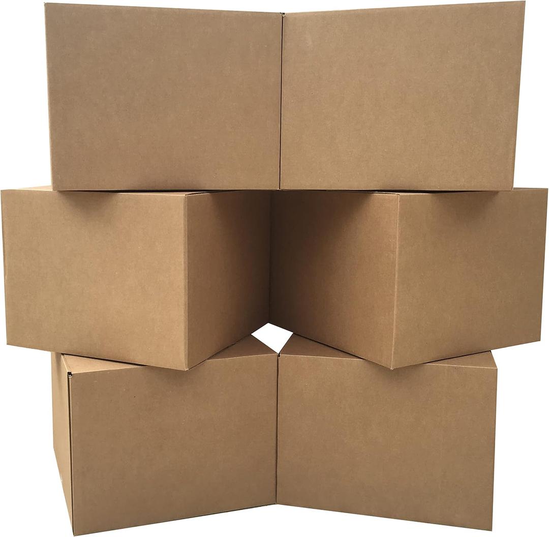 Large Moving Boxes 20'' x 20'' x 15'' (Pack of 6), Corrugated Cardboad Boxes For Packing, Shipping, Packing & Moving