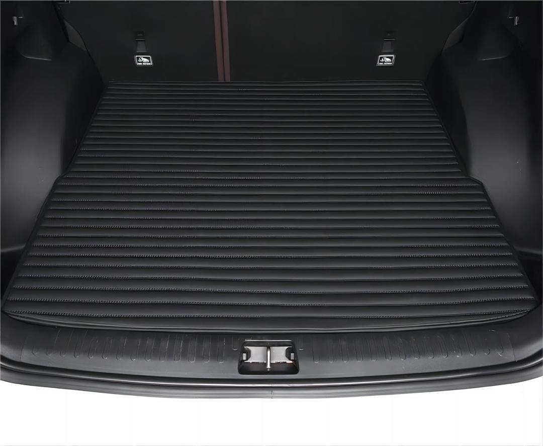Custom Car Trunk Mat Liner for Sedan SUV Sports - All Weather Protection, Durable PU Leather, Heavy Duty, Dustproof, Anti-Slip Floor Mats (Striped Black)
