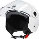 TRIANGLE Open Face Motorcycle Helmet Retro 3/4 Helmets with Clear Visor for Men Women DOT Approved (White, M)