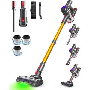 V15 Cordless Vacuum Cleaner, 45Mins Powerful Vacuum Cleaners for Home, Lightweight Stick Vacuum with Advanced Green Light Tech, Rechargeable Battery Vacuum for Carpet,Pet Hair,Hardwood Floor (Gold) V15 Cordless Vacuum Cleaner, 45Mins Powerful Vacuum Cleaners for Home, Lightweight Stick Vacuum with Advanced Green Light Tech, Rechargeable Battery Vacuum for Carpet,Pet Hair,Hardwood Floor (Gold)