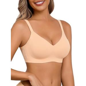 Avidlove Womens Wireless Bras Lace Seamless Bras Padded Full Coverage Bralette Comfortable V Neck T Shirt Everyday Bra, XXL B2