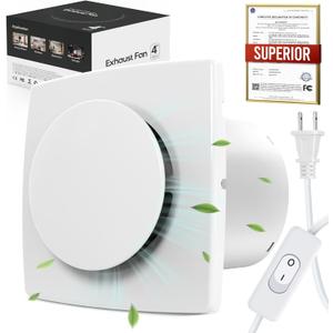 4 Inch Exhaust Fan with Switch Upgrade Bathroom Exhaust Fan 34dB Low Noise IPX4 Waterproof Household Ventilation Fan Easy Install on Wall Window Ceiling in Bathroom Kitchen Garage