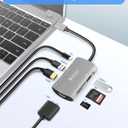 2 x 7-in-1 USB C Docking Station - Triple Display, 1080P VGA, 2 USB 3.0, Type-C Data Port, 4K HDMI, PD 100W Charging, SD/TF Card Reader, Compatible with Dell/HP/Lenovo, etc