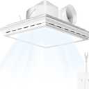 Bathroom Exhaust Fan with Light, 10" Inch Square Bath Fan Light, 141CFMCeiling Mount Ventilation Fan, Ultra Quiet 1.0 Sone Shower Exhaust with LED Lights for Home/Office