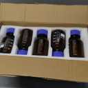 Moonetto 10 Pieces 250ml Amber Borosilicate Glass Graduated Round Lab Reagent Media/Storage Bottle With GL45 Blue Screw Cap